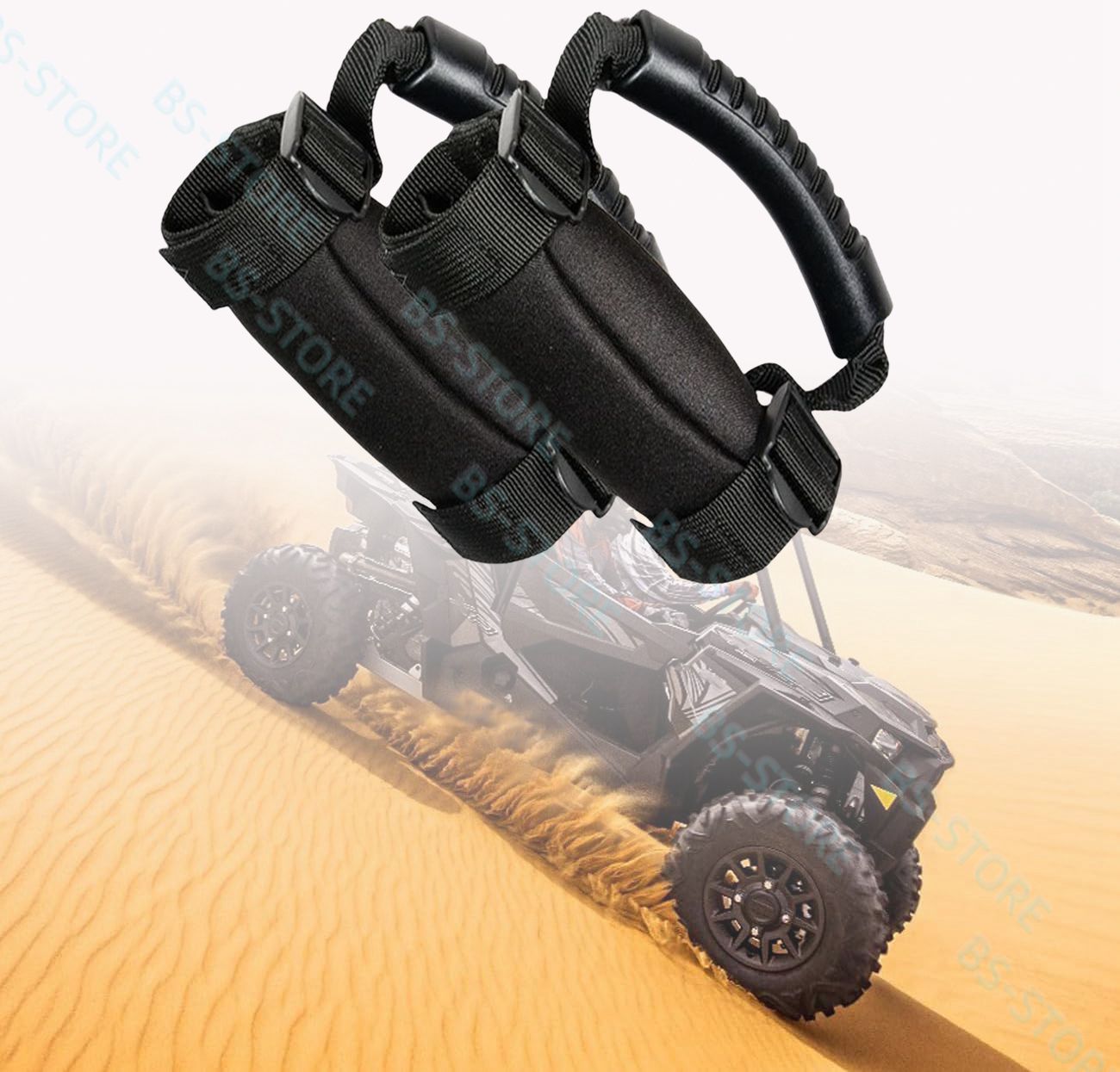 2PC Czarne uchwyty UTV, uchwyty Heavy Duty Nylon UTV Hand Grips pasujące do Polaris RZR, Can-Am X3, Kawasaki Mule Teryx, Talon