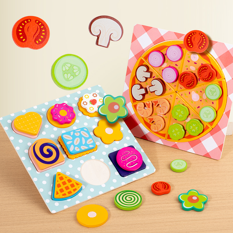 Juego de galletas y Pizza para niños, juguete de corte, simulación de madera, comedor de Pizza, juguete para niños, cocina, juego de simulación, cocina, juguetes Divertidos