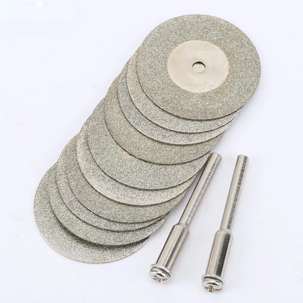 10pcs 30mm แผ่นตัดเพชรตัดใบเลื่อยขนาดเล็ก 2pcs เชื่อมต่อ 3mm Shank สําหรับ Dremel เจาะ Fit โรตารี่เครื่องมือ