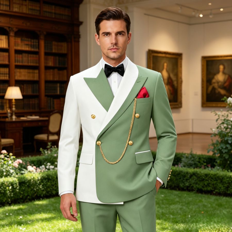 Ternos de Casamento Masculinos de Abotoamento Duplo com Gola Assimétrica, Slim Fit, Smoking de Noivo, Conjunto Formal de 2 Peças (Jaqueta e Calça) Feito Sob Medida
