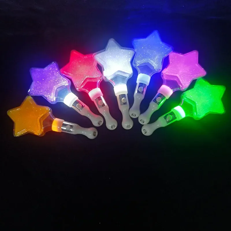 Zabawna świecąca kolorowa pięcioramienna gwiazda latarka LED Stick wróżka różdżka Cheer świecąca zabawka strona dekoracji świecąca impreza