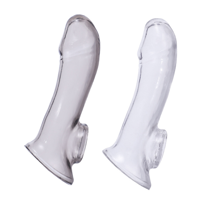 Funda de pene realista y suave transparente, extensor de pene firme, condón reutilizable, consolador potenciador erótico, producto sexual