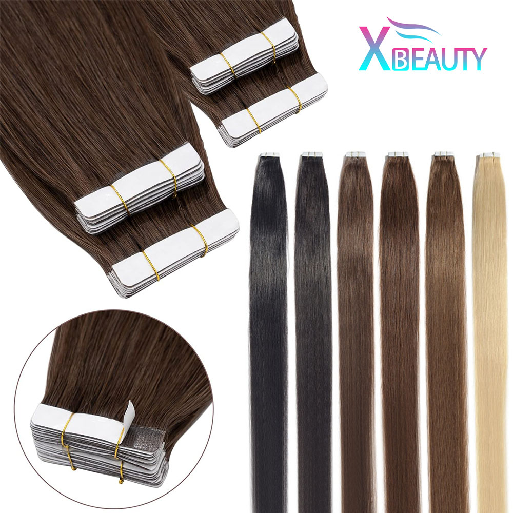 26 Inch Tape In Hair Extensions 100% Menselijk Haar Lijm Vervangbare Naadloze Huid Inslag Tape 20/40 Stuks Steil Haar Voor Vrouwen