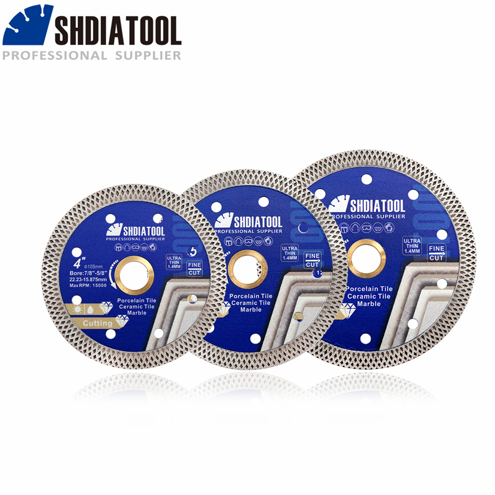 SHDIATOOL 1 шт. 4/4,5/5 дюймов сетчатый алмазный отрезной диск Superthin гранит мрамор турбо лезвие фарфоровая плитка угловая шлифовальная машина керамика