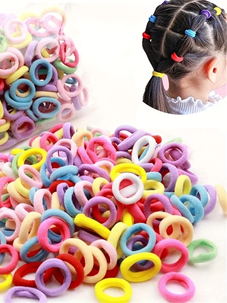 200PCS Ikat Rambut Elastis Nilon Warna-warni untuk Wanita dan Anak Perempuan, Kuncir Kuda, Ikat Rambut Kecil, Karet Rambut, Aksesoris Rambut Scrunchie