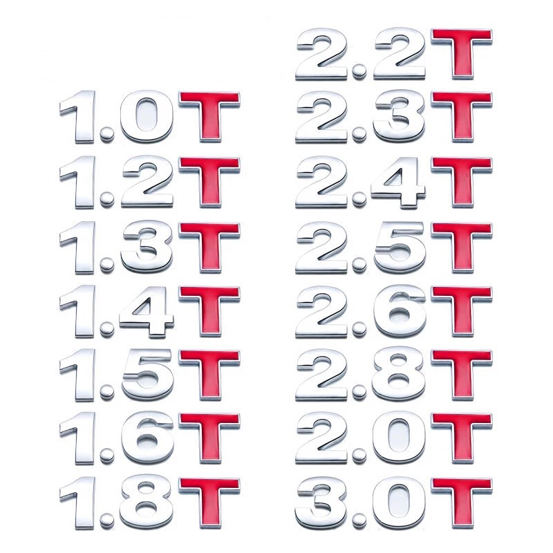 Стандартная наклейка со смещением автомобиля 1,0 1,2 1,4 1,5 1,6 1,8 2,0 2,2 2,4 2,5 2,8 3,0 T, эмблема на багажник, металлические наклейки, аксессуары