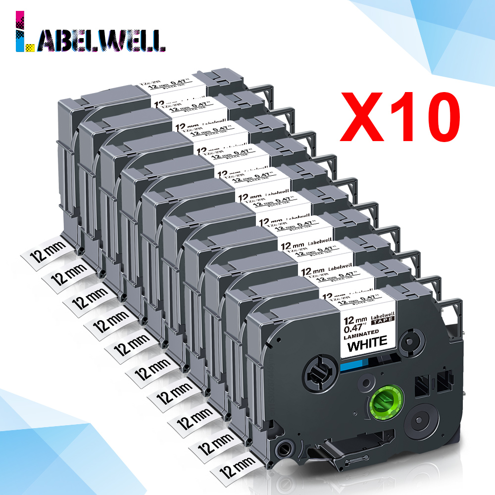 Labelwell 10 stücke 231 Kompatibel für Brother 231 221 211 131 631 335 6/9/12mm label band für Brother P-Touch Label Maker PTH110