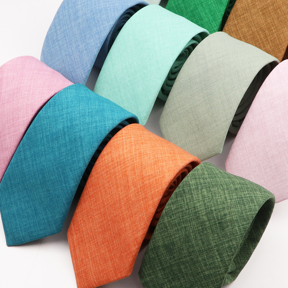 Nova cor sólida sage verde rosa azul laranja algodão gravata 6.5cm magro festa de casamento camisa terno gravata cravat acessório presente