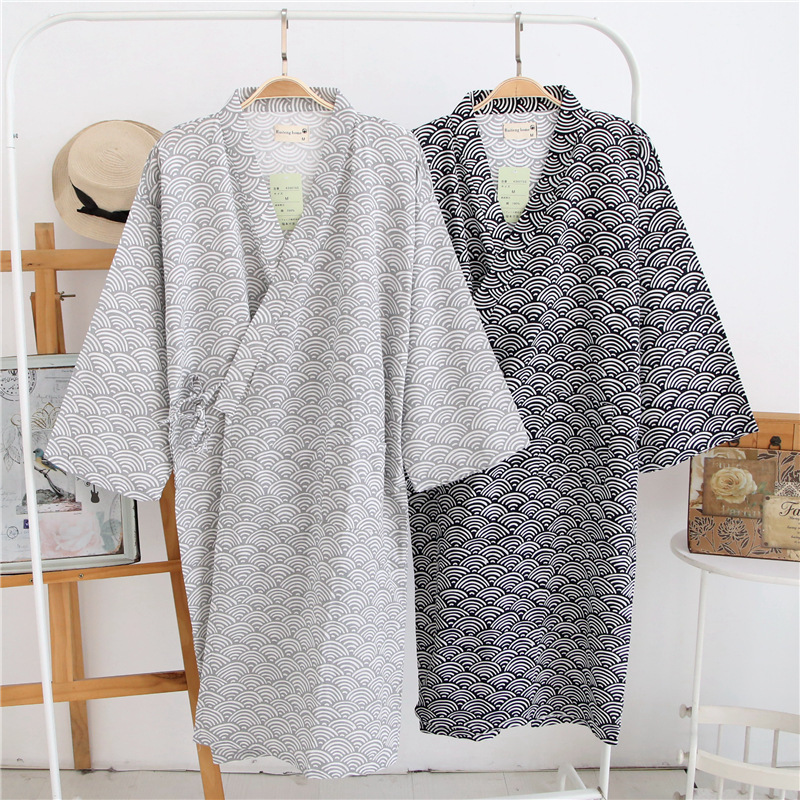 2025 neue Männer 100 % Baumwolle Gaze Baumwolle Robe Lose Dünne Yukata Japanische Kimono Pyjamas männer Mit Kapuze Robe V-ausschnitt Pyjamas Bademantel