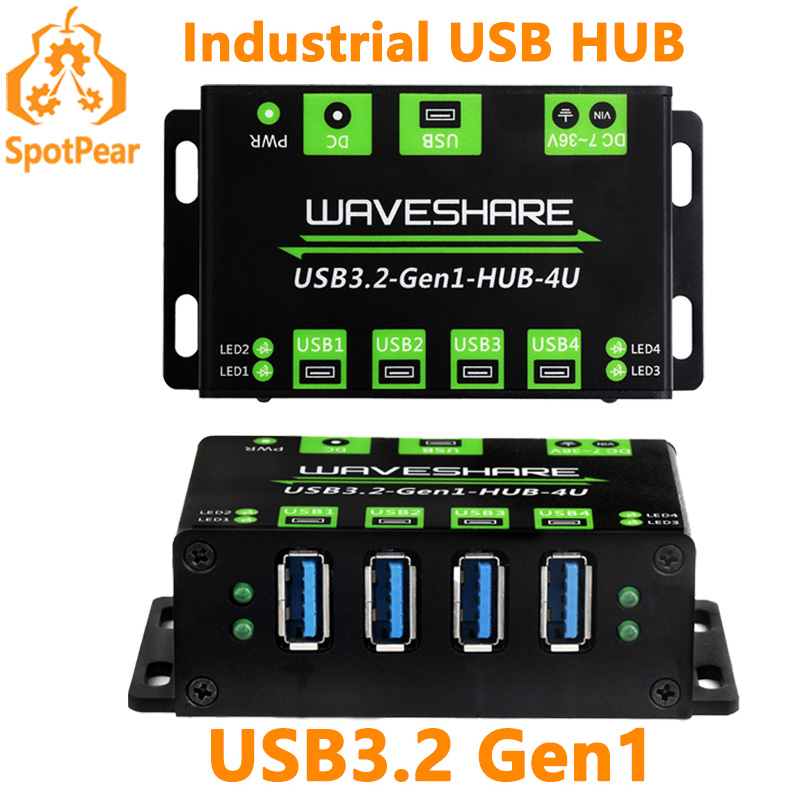 HUB USB industrial USB3.2 Gen1 uno a-4U puerto de alimentación integrado de 7 ~ 36V CC para sistemas múltiples