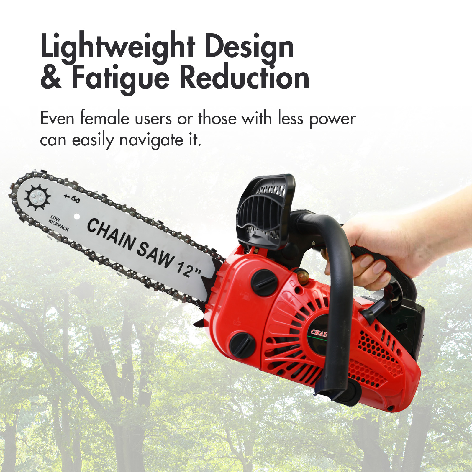 12 inch draadloze kettingzaag benzine lichtgewicht draagbaar elektrisch 1000 W 25,4 CC houtbewerking voor boom houten tak snijden boerderij