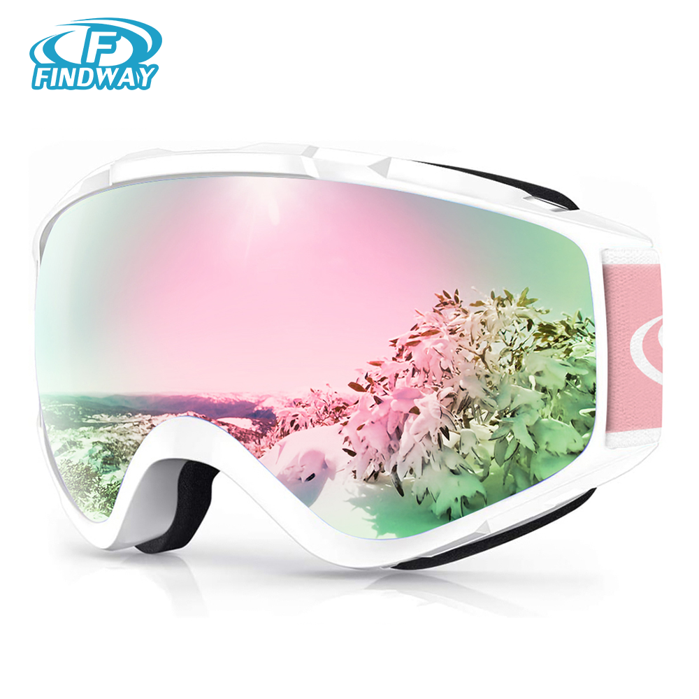 Óculos de esqui para adultos Findway, lente de camada dupla, antiembaçante, 100% anti-UV, design OTG e óculos de neve para jovens, esqui ao ar livre