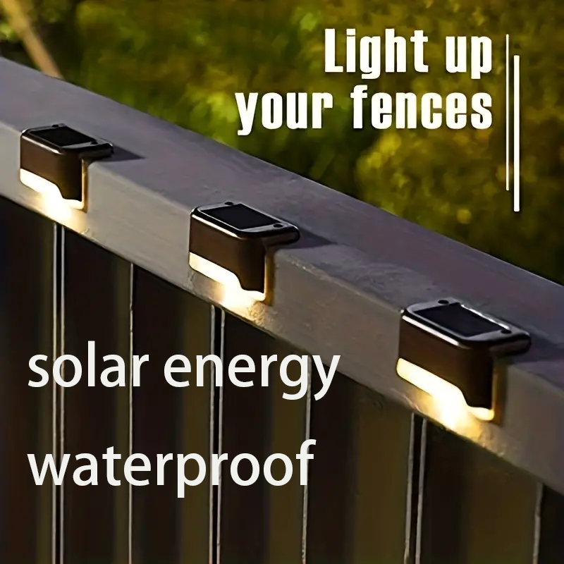 Les lumières d'échelle solaires LED 4 pièces sont durables, économies d'énergie, étanches et très adaptées aux marches extérieures, clôtures, etc.