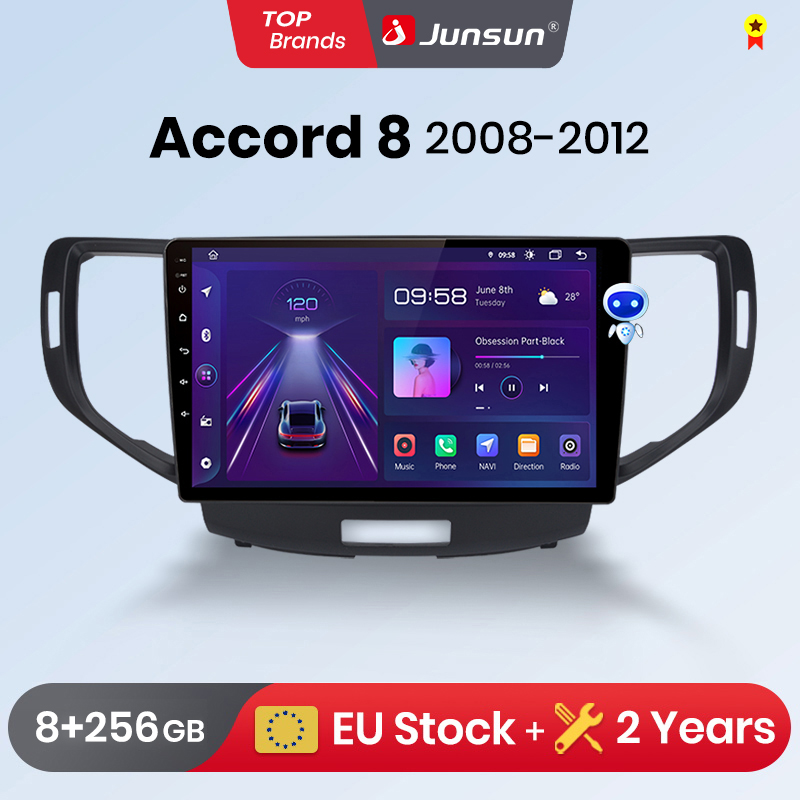 Radio samochodowe Junsun Wireless CarPlay Android Auto dla Honda Accord 8 2008-2012 Inteligentne systemy GPS stereo radio multimedialne