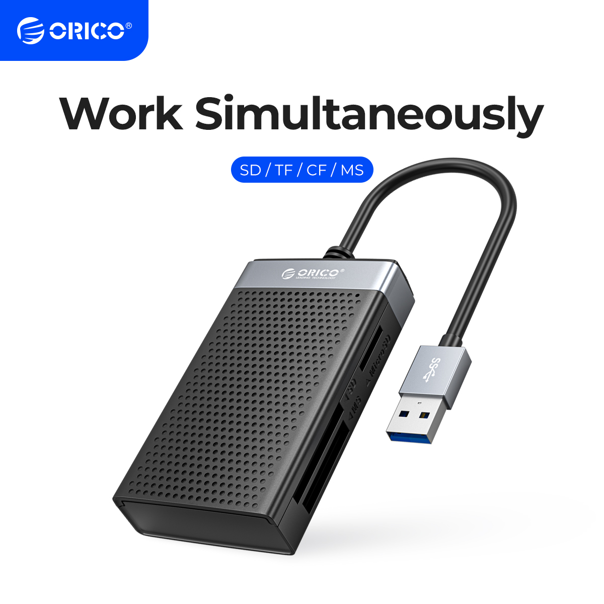 ORICO-lector de tarjetas USB 3,0 4 en 1, dispositivo de memoria inteligente, SD, TF, CF, MS, adaptador de tarjeta Flash compacto, Cable de 15cm para ordenador portátil