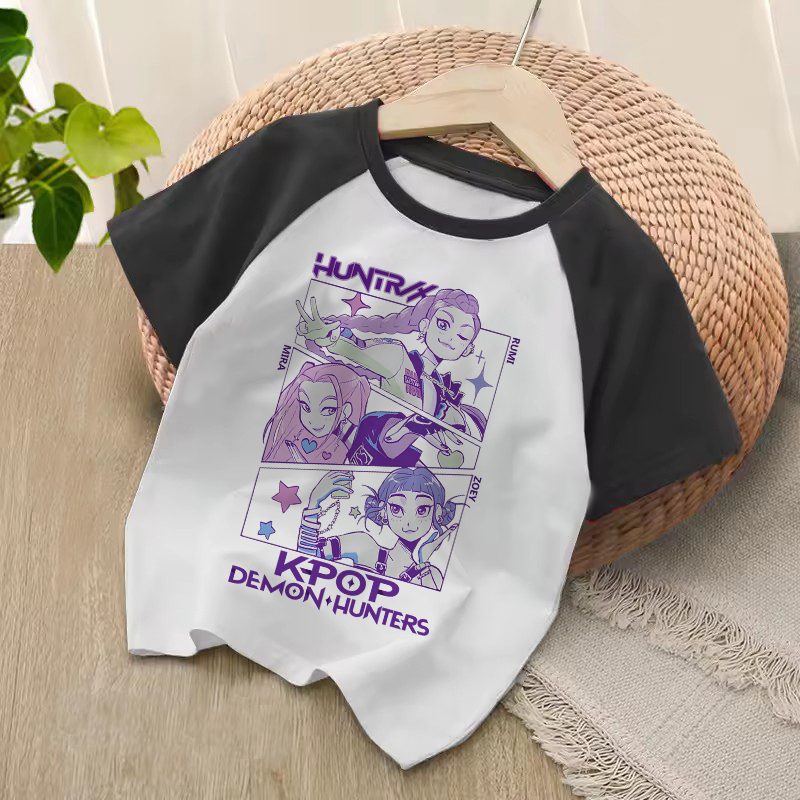 Детская футболка Manga Kids Kpop Demon Hunters, футболка с короткими рукавами, милая футболка в стиле Харадзюку с тигром для мальчиков и девочек