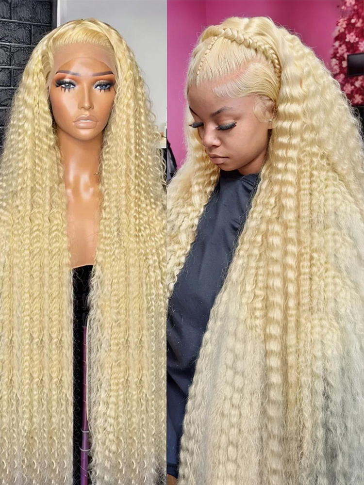 40 Inch Honey Blonde 613 HD Lace Frontal Wig 13x6 Curly Wigs Preplucked Loose Deep Wave Wigs Human Hair 13x4 Lace Frontal Wig