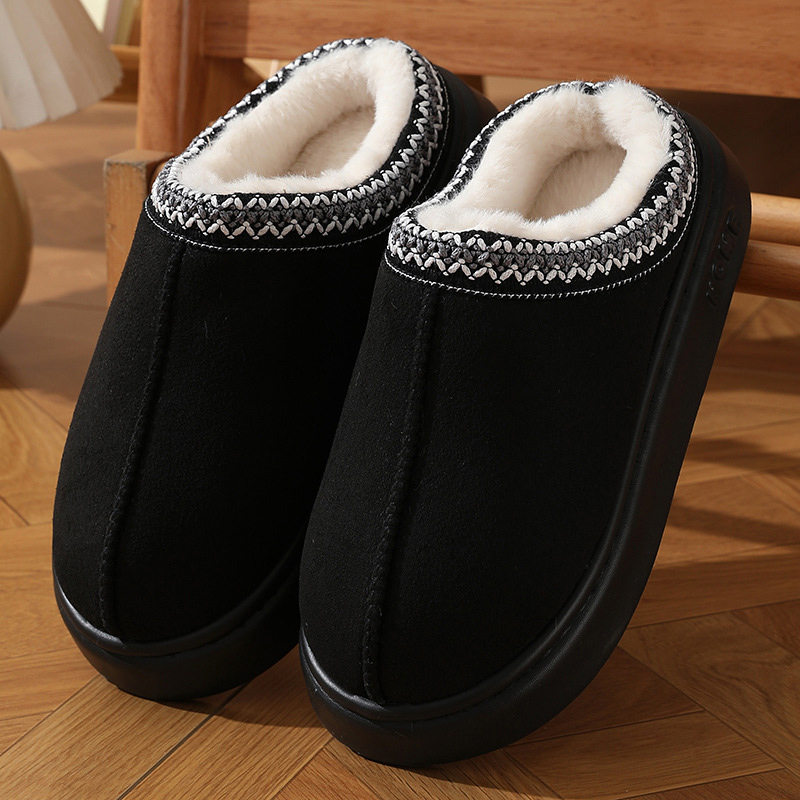 บ้าน Soft Plush รองเท้าแตะผู้หญิงฤดูหนาวหนาด้านล่างลื่นรองเท้าผ้าฝ้ายผู้หญิงสไลด์ PLUS ขนาด 45 คู่รองเท้าแตะ