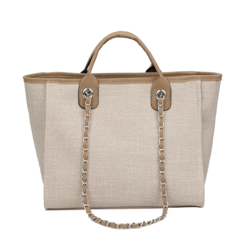 Bolsa tote feminina moda lona grande capacidade bolsa casual correntes sacos de ombro senhoras grande saco do mensageiro saco de compras