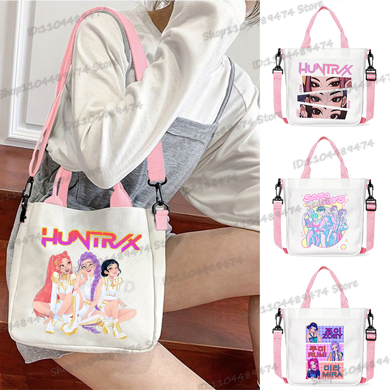 Bolso cruzado con personajes de películas de Anime para mujer Y2K, bandolera cuadrada rosa y blanca, bolso de hombro coreano Ulzzang para estudiantes y adolescentes
