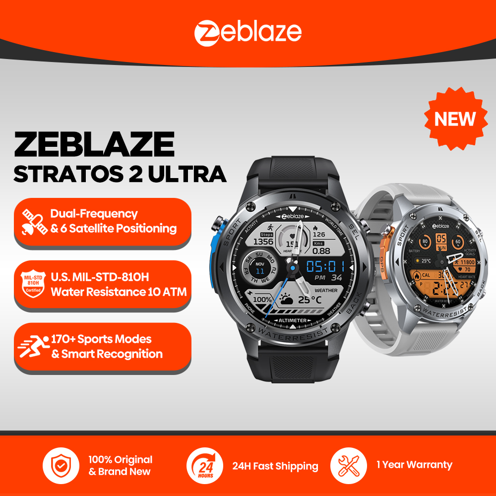 Novo zeblaze stratos 2 ultra gps relógio inteligente bússola embutida altímetro barométrico banda dupla gnss chamada de voz smartwatch 10 atm