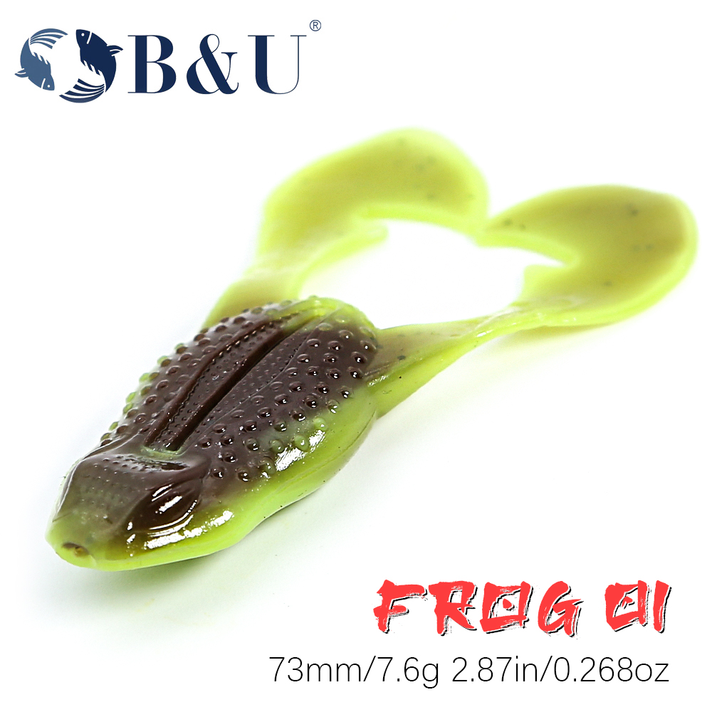 B & U 73 мм плавающая мягкая рыболовная приманка, приманка для лягушки, приманка для форели, окуня, силиконовая приманка для плавания, воблеры для джиговой щуки, искусственная резиновая приманка
