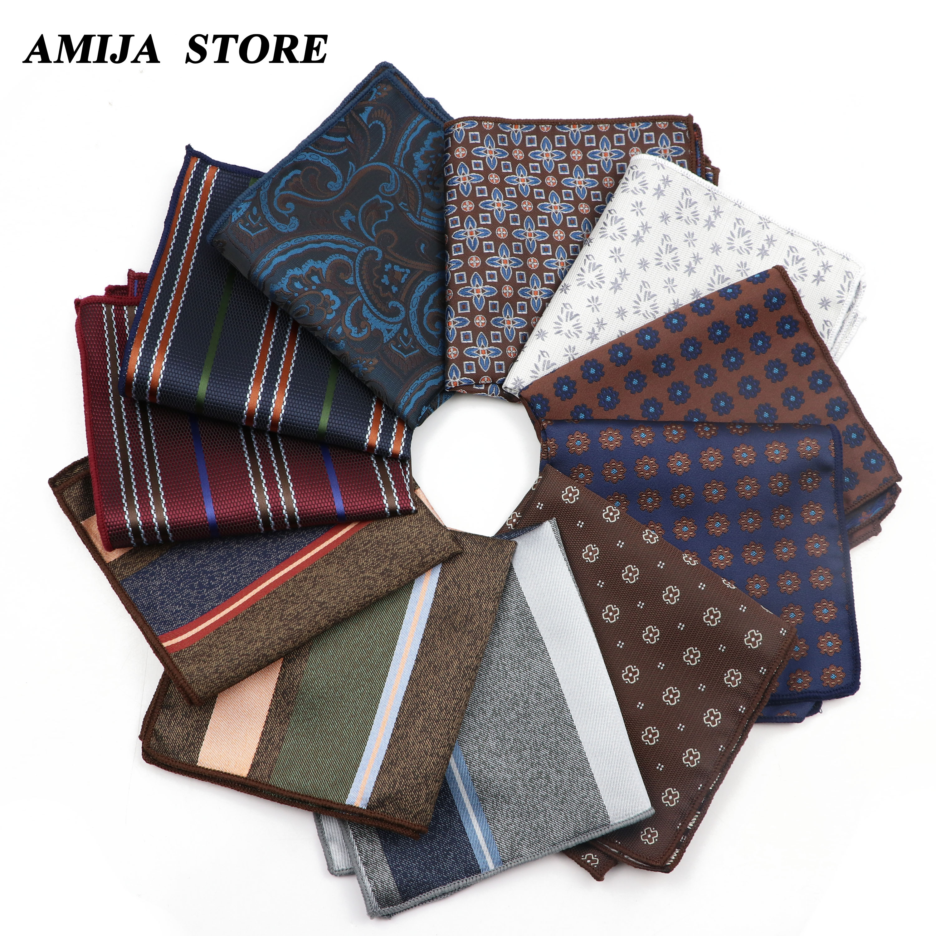 High Grade Lenço Homem Listrado Azul Escuro Jacquard Woven Dia Fit Formal Festa Bolso Quadrado Lenços Terno Hanky