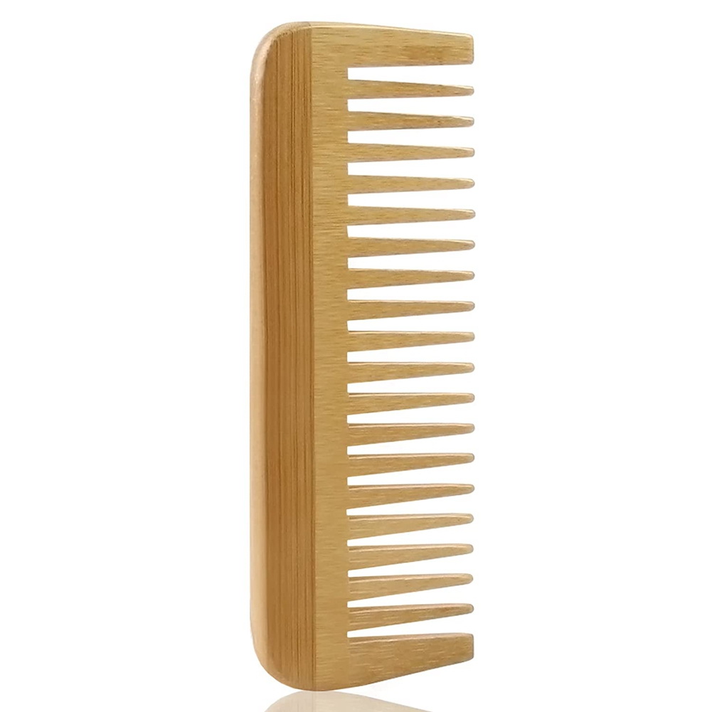 BABQ-peine grueso de madera maciza, peine de dientes anchos, masaje de peinado portátil, peine de pelo antiestático, peine de peluquería sin mango
