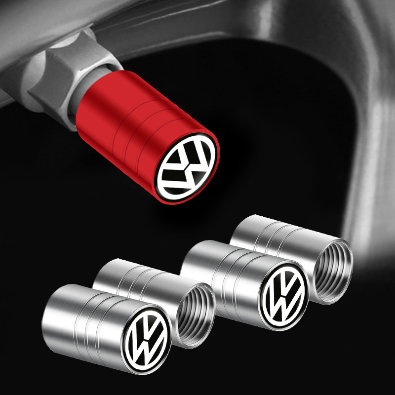 4 PC โลหะป้ายรถล้อยางวาล์ว Caps สําหรับ Volkswagen VW GTI Scirocco POLO T5 Passat b6 B5 B7 Golf Tiguan Jetta T-ROC ด้วง