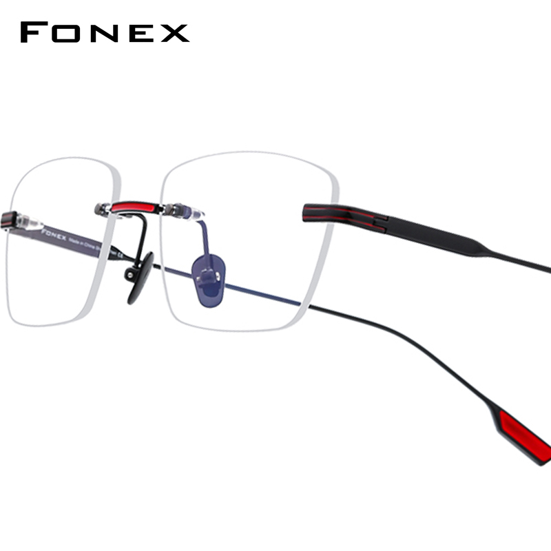FONEX tytanowe oprawki do okularów mężczyźni marka Design kwadratowe okulary bez oprawek damskie bezramowe ultralekkie japońskie okulary 85643