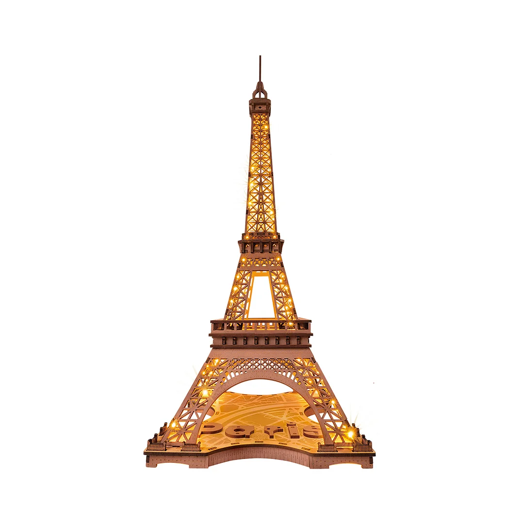 Robotime Rolife malam Menara Eiffel 3D Puzzle kayu untuk remaja dewasa miniatur pemandangan bangunan terkenal mainan Dekorasi