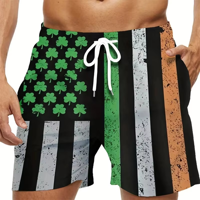 Hot Selling Top 3D National Flag Printed Beach Shorts, Unisex Short Pants, Summer Swim Trunks for Vacation & Seaside Activities