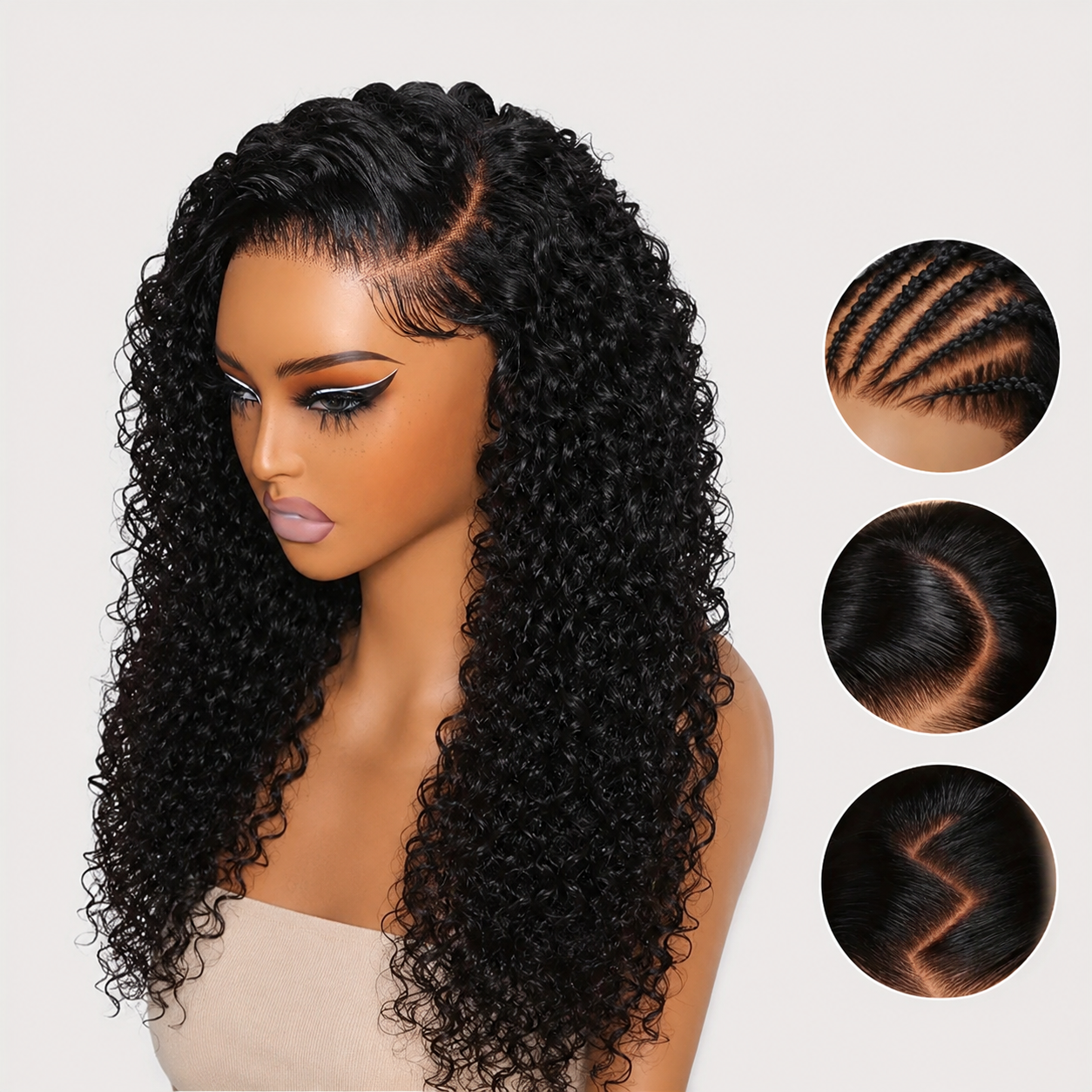 Peruka z ludzkich włosów 13x4 Burmese Curly Deep Wave, kręcona, bezklejowa, z efektem mokrych i falowanych włosów, typu lace front, dla kobiet, w wyprzedaży.