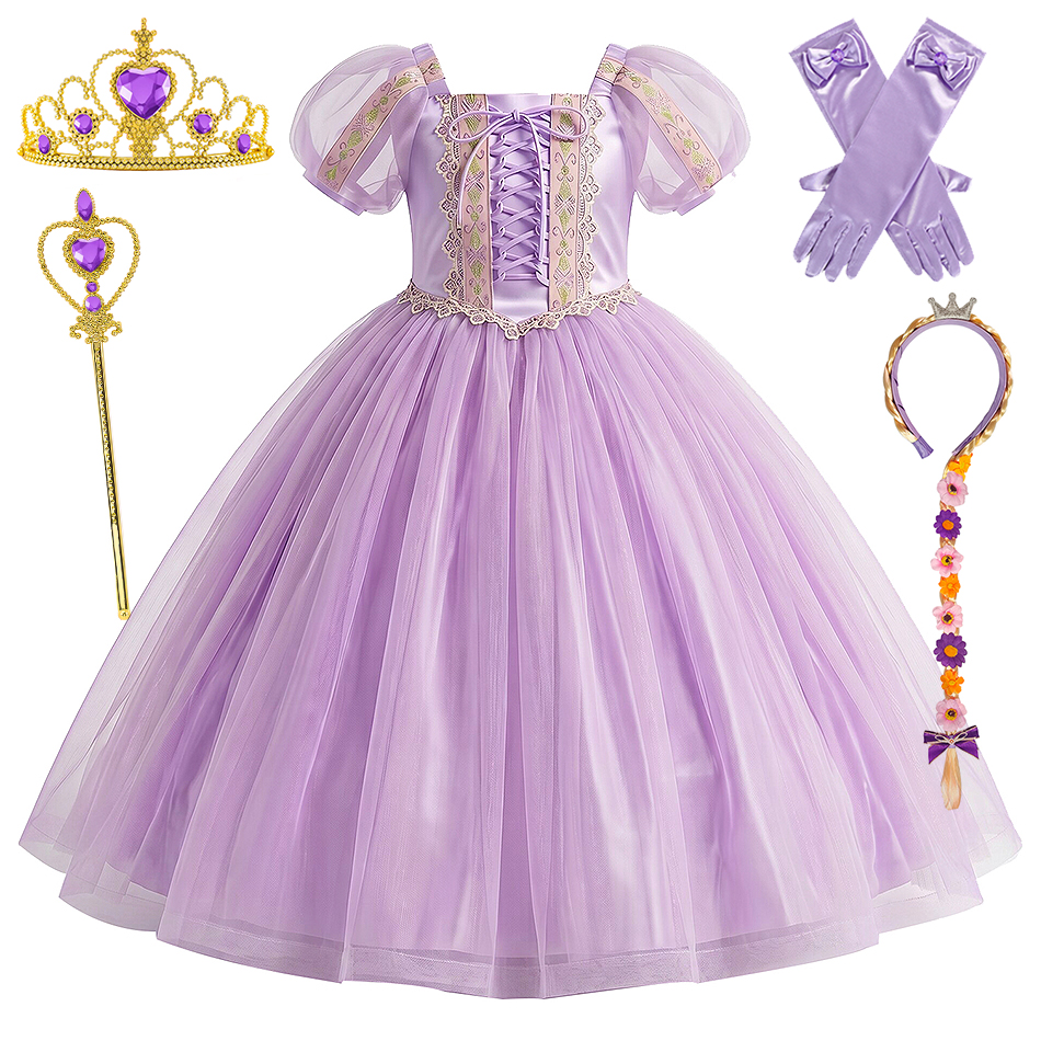 Strój Rapunzel, przebranie księżniczki, sukienka na urodziny dla dzieci, sukienki na Halloween, karnawał, występy, eleganckie sukienki dla dziewczynek.