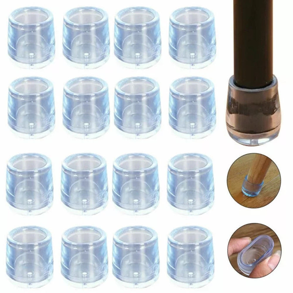 Almohadillas redondas para sillas y mesas, cubierta para Patas de nivelación de muebles, Protector antiarañazos para el suelo, virola antideslizante transparente para el hogar, 4 unidades