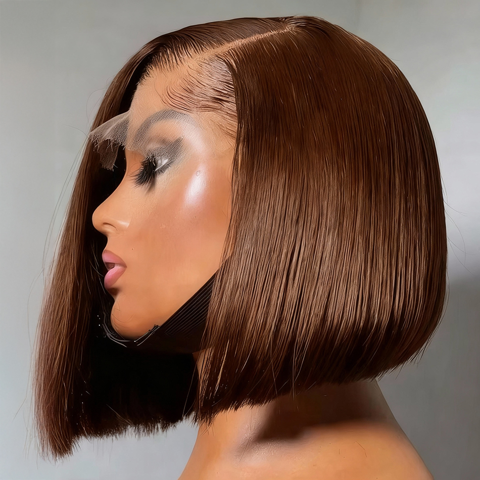 250% Dichte, glatte EchthaarperĂŒcken in Schokoladenbraun, 13x4 HD Lace Frontal PerĂŒcken, sofort tragbar, kleberlose EchthaarperĂŒcken fĂŒr Damen
