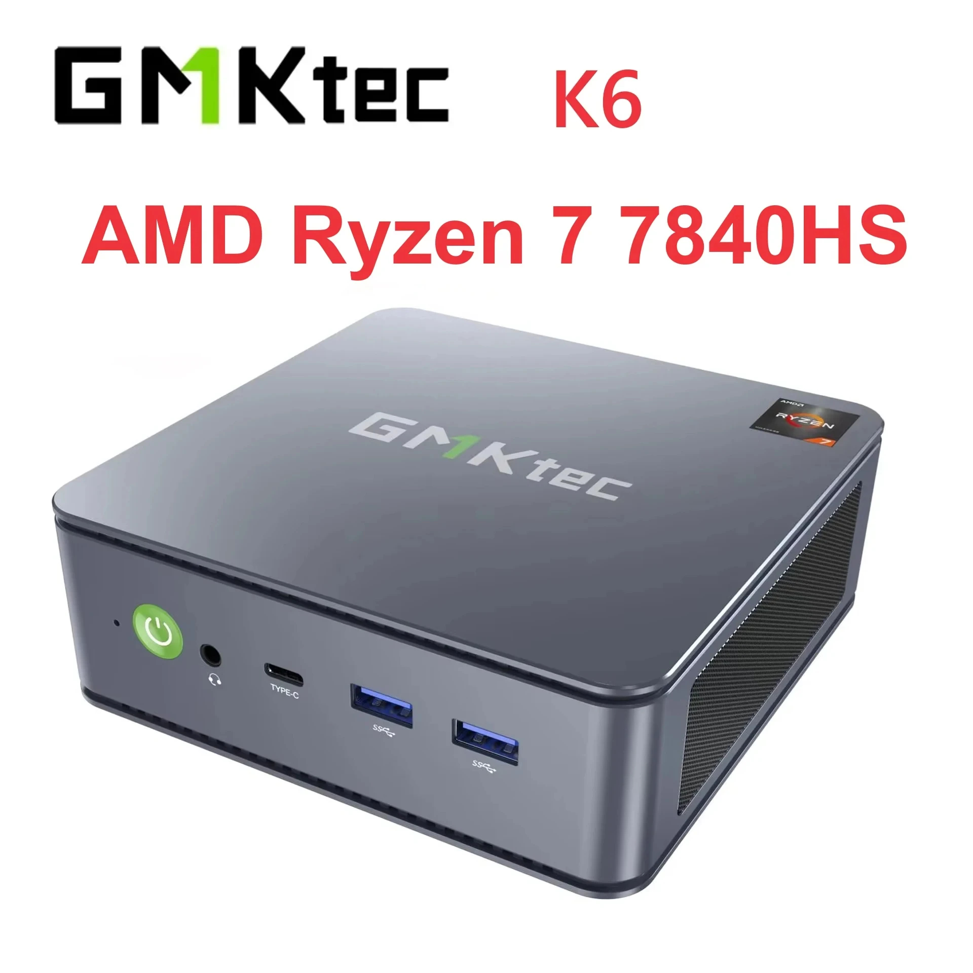 GMKtec K6 Mini PC AMD R7-7840HS 16GB DDR5 512GB PCIe 4.0  NVME SSD Desktop Gaming Computer Window 11 Pro WiFi 6 BT5.2 Type-C