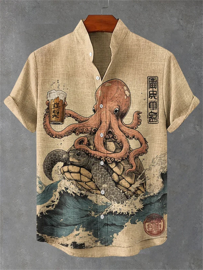 Summer Fashion New Men's Linen Hawaiian Shirt 3D Printed Shirt Short Sleeve Casual Beach Shirt Vintage Shirt