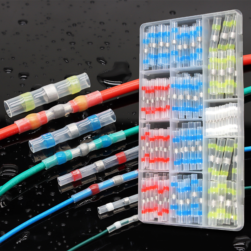 Kit de connecteurs de fils à souder en boîte, bornes à sertir thermorétractables, connecteurs de fils électriques isolés étanches