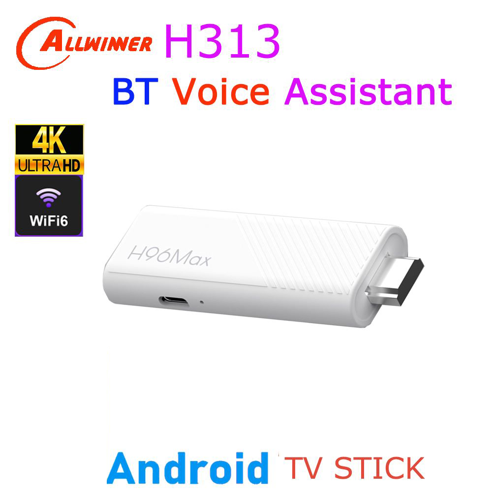 H96 Max H313 Android TV Stick Allwinner Quad Core 4K HDR Wifi6 Assistente de Voz RAM 2GB ROM 8GB 16GB Media Player Smart TV Box