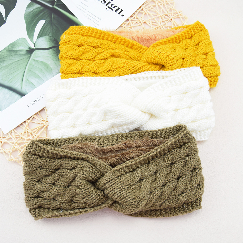 Nuevo en diadema deportiva tejida de lana gruesa de felpa, protección para los oídos de otoño, calentador de orejas para mujer, aislamiento térmico, cubierta para la cabeza a prueba de frío