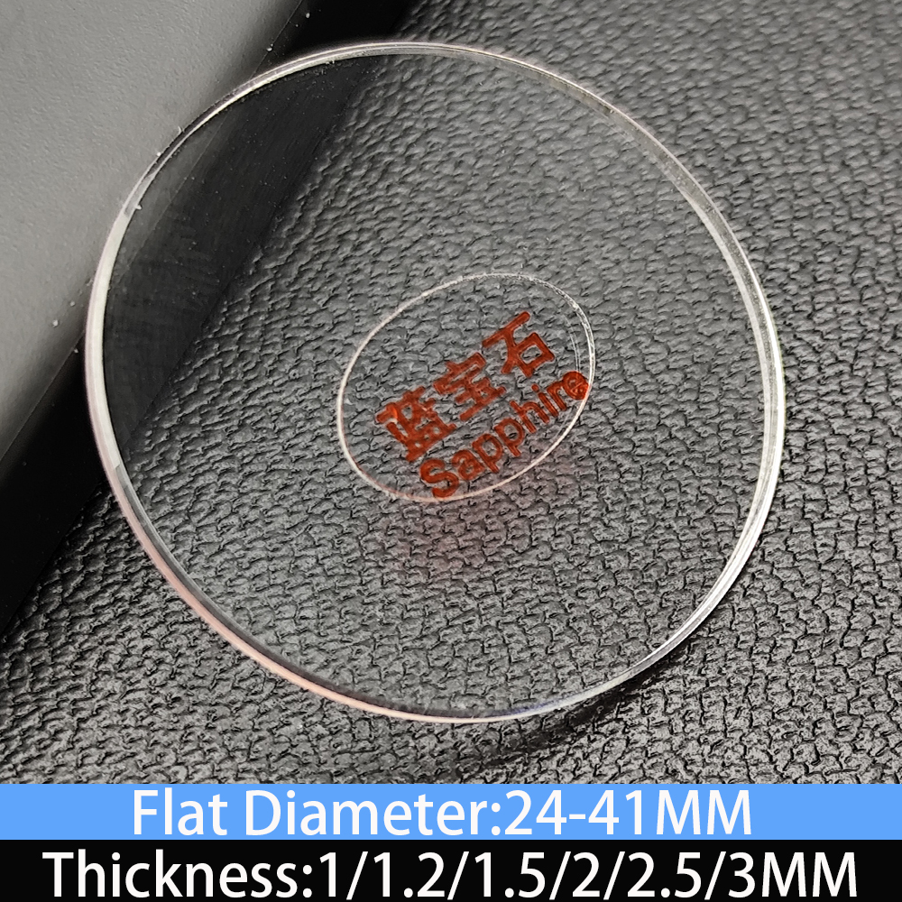 Espesor de cristal de zafiro plano 1,0/1,2/1,5/2,0/2,5/3,0mm de diámetro 24-41mm piezas de reloj de cristal mineral transparente circular