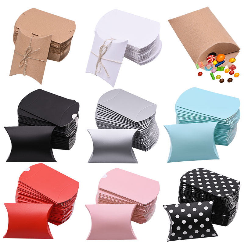 10/20/30 pezzi cuscino scatola di caramelle carta kraft scatole per imballaggio regalo di natale sacchetti di caramelle bomboniere decorazioni per feste di compleanno