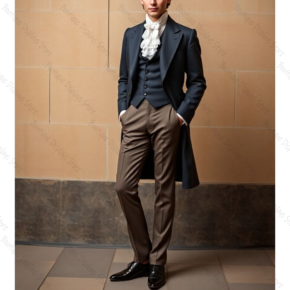 Bonito fraque masculino terno único breasted pico lapela 3 peças (jaqueta + calças + colete) masculino formal conjunto de festa de casamento