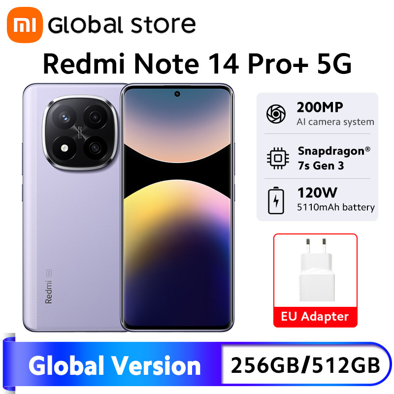 Xiaomi Redmi Note 14 Pro Plus 5G Smartphone versión Global 120W 200MP OIS cámara Snapdragon 7s Gen 3 CPU pantalla AMOLED de 6,67"