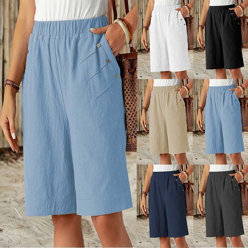 Short d'été 2025 pour femmes, short de salon décontracté taille haute de 5 pouces, jambe droite de couleur unie, vêtements de maison et d'extérieur