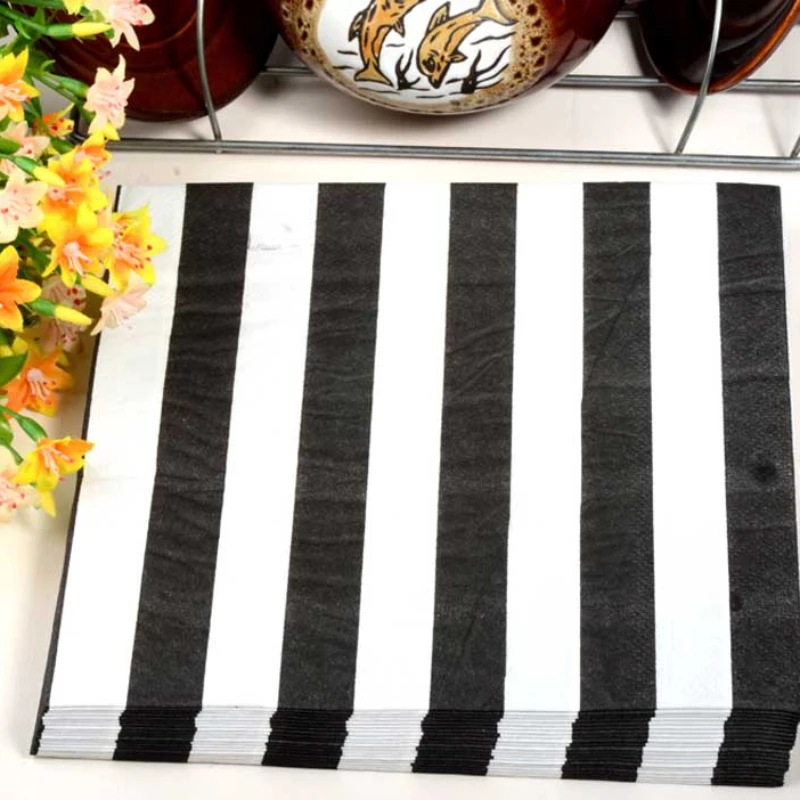 20 unids/pack clásico rayas blancas y negras rayas rojas y blancas manteles individuales de papel desechables papel de flores papel de decoración de fiesta