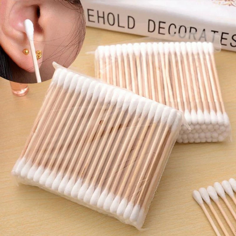 Coton-tige à Double tête, bâtons médicaux en bois, applicateur de nettoyage des oreilles et du nez, microbrosse, outil de maquillage, 300/500/1000 pièces