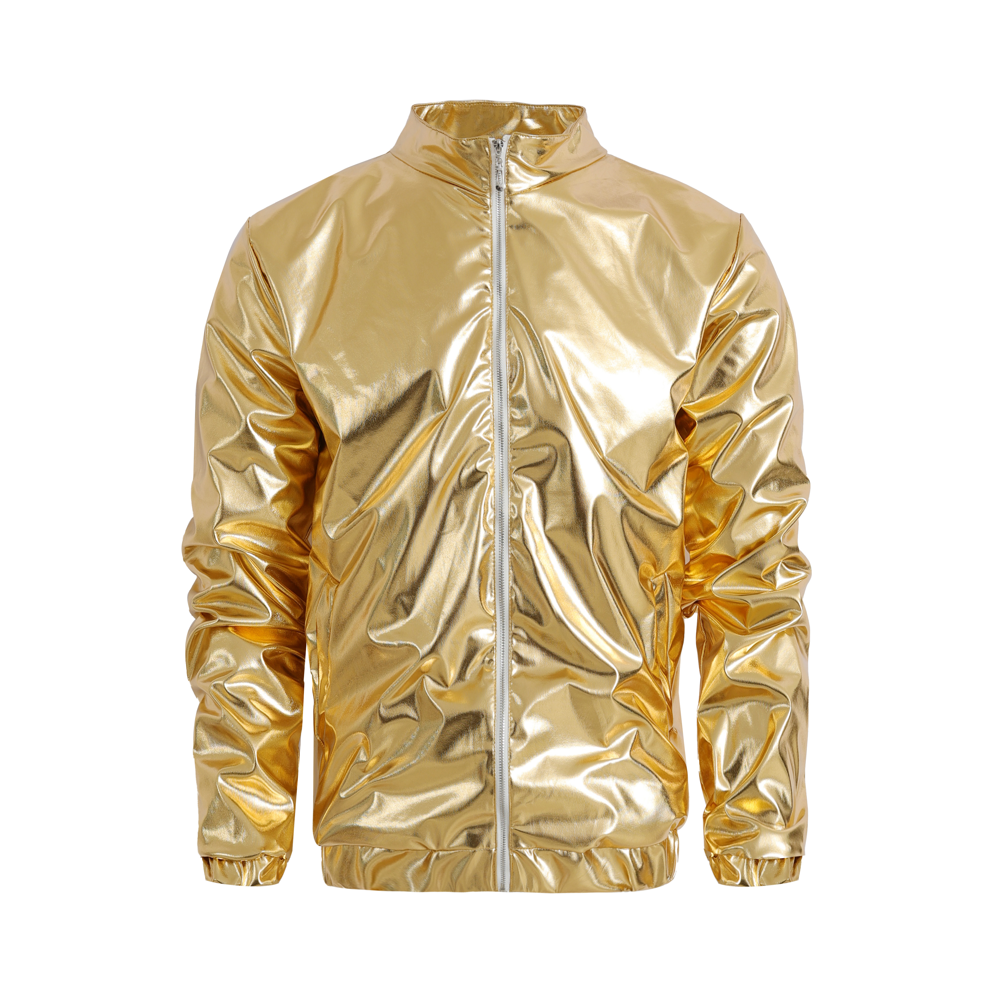 Chaquetas cortavientos para hombre, chaquetas para fiesta en escenario de club nocturno, ropa de calle, chaqueta reflectante de Hip Hop Harajuku, abrigos dorados de moda