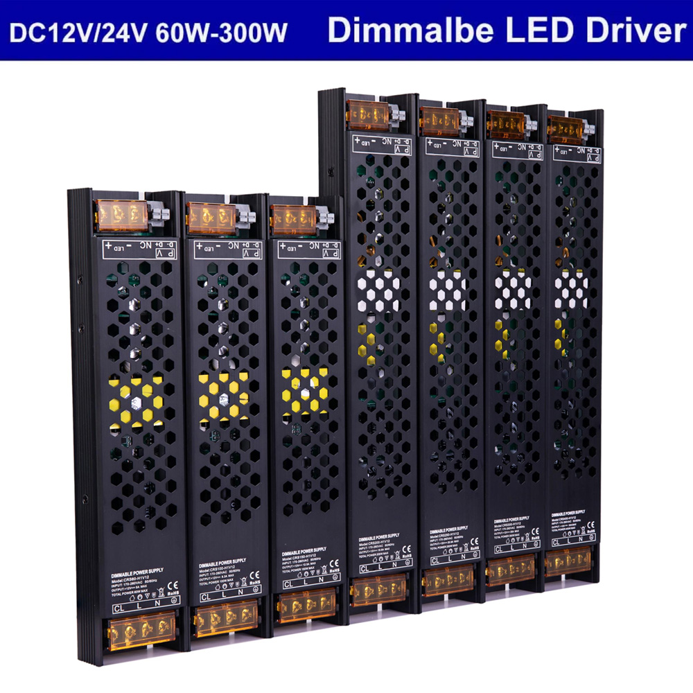 DC12V/24V 60W 100W 150W 200W 250W 300W Dimmbarer LED-Treiber Aluminium-Triac & 0-10V Dimmstromversorgung Beleuchtungstransformator